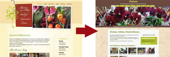 Florium-Website vorher-nachher
