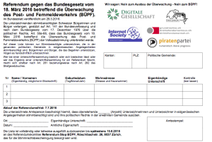 BÜPF-Referendum Unterschriftsbogen