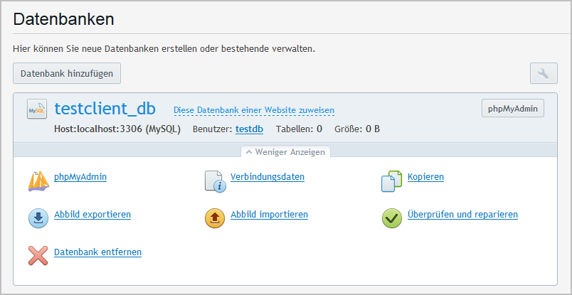 Plesk 12.5 Datenbank 1