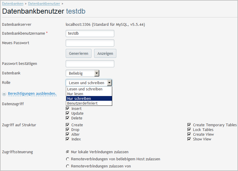 Plesk 12.5 Datenbank 2