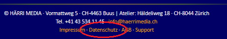 Link zur Datenschutzerklärung in der Fusszeile unserer Website