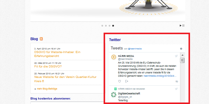 Tweets auf der Website von HÄRRI MEDIA
