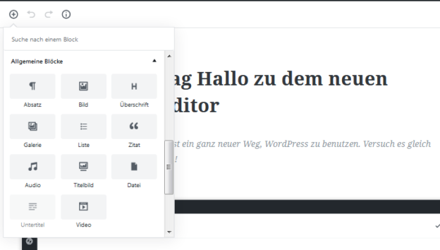 Blöcke im Gutenberg-Editor