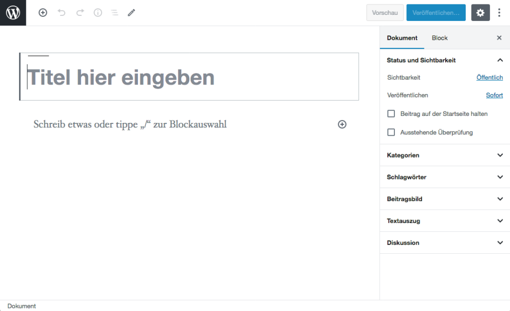 Vollbildmodus in WordPress 5.4